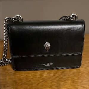 Kurt Geiger Black Leather Chain Shoulder Bag